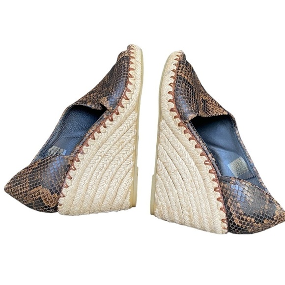 VINCE Coffee Leather Brown Snake Print 3/4" Espadrille Braided Jute I Size: 6.5 - Picture 5 of 16